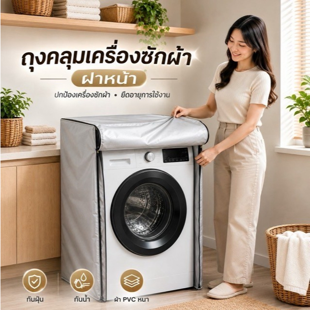 ผ้าคลุมเครื่องซักผ้า/อบผ้า ฝาหน้า Xiaomi TLC Toshiba แบบตรงรุ่นพร้อมส่ง