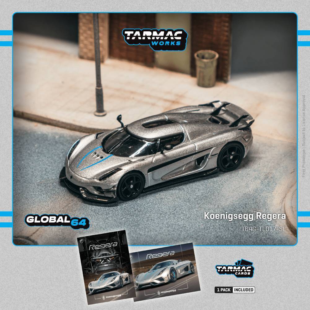 Koenigsegg Regera Silver Metallic / Blue Accents 1:64 (Tarmac Works)