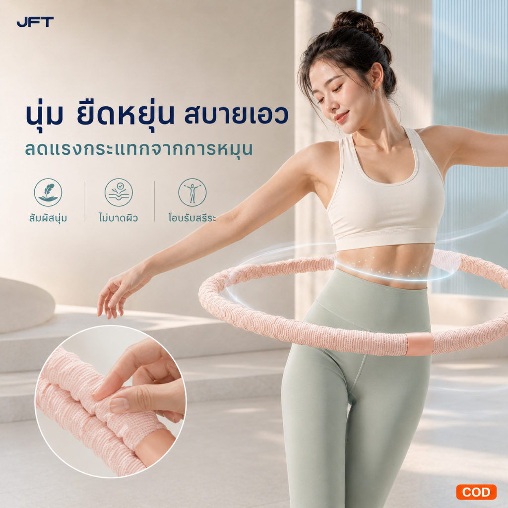 [พร้อมส่ง] JFT ฮูลาฮูปท่ออ่อนคอมโพสิตผ้าไอซ์ซิลค์ 1/1.5/2KG นุ่มไม่บาดเอว ถ่วงน้ำหนัก หมุนลื่น ออกกำลังกาย กระชับเอว