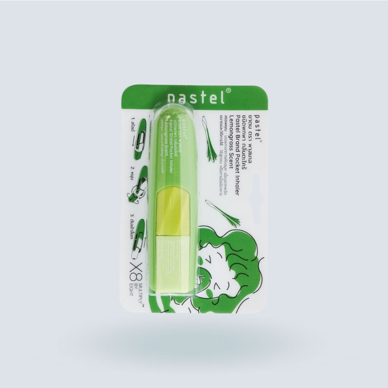 pastel pocket inhaler Lemongrass ยาดมฟรุ๊ตตี้ กลิ่นตะไคร้ (แบบชิ้น)