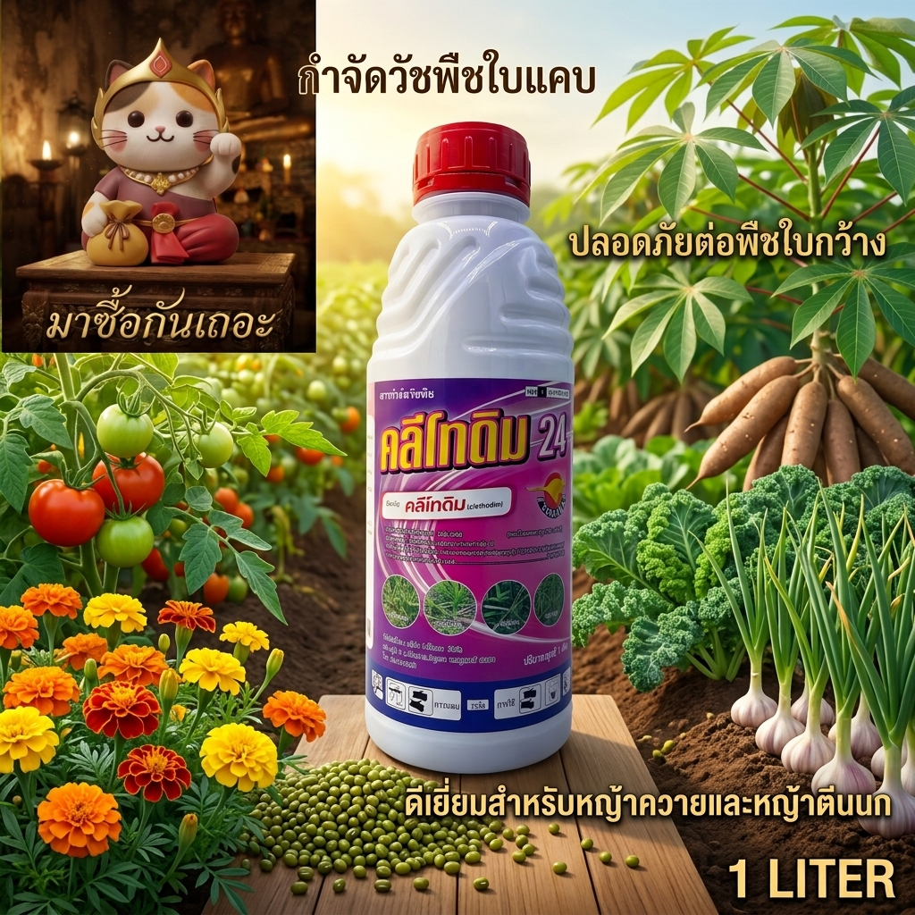 คลีโทดิม 24%EC บ.จิงโจ้ทอง (ทะเบียน74,ผลิต07/69) บรรจุ1ลิตร/ขวด