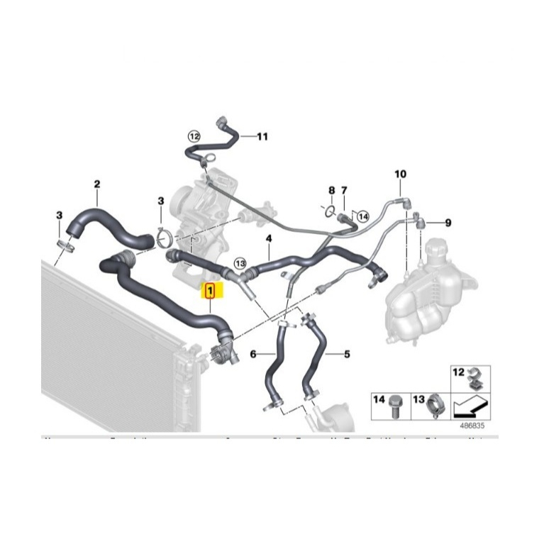 ท่อน้ำท่อนบน(No.1) BMW X1 F48 18i 20i 20d เครื่อง B38 B48 B47 ,Mini F54F55F56F57F59F60 เครื่อง B38 B