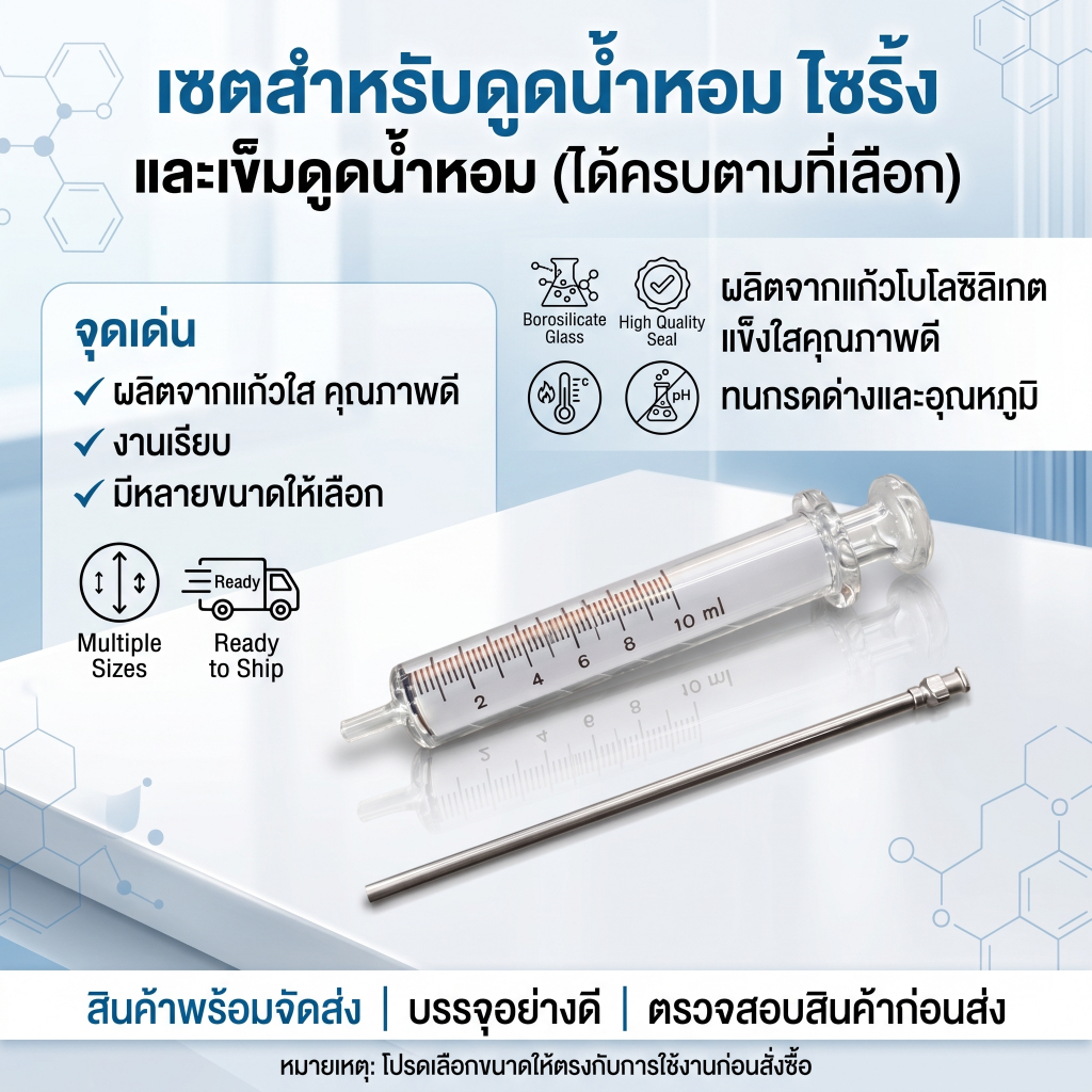 เซตสำหรับดูดน้ำหอม ไซริ้ง และเข็มดูดน้ำหอม (ได้ครบตามที่เลือก)