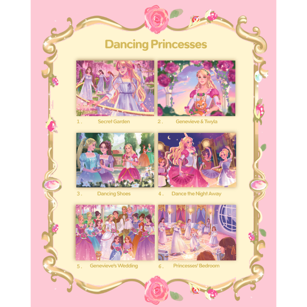 Glitter PostCard Princesses Dancing by helloxglitter โปสการ์ด 300 แกรม เคลือบกากเพชร เล่นแสง