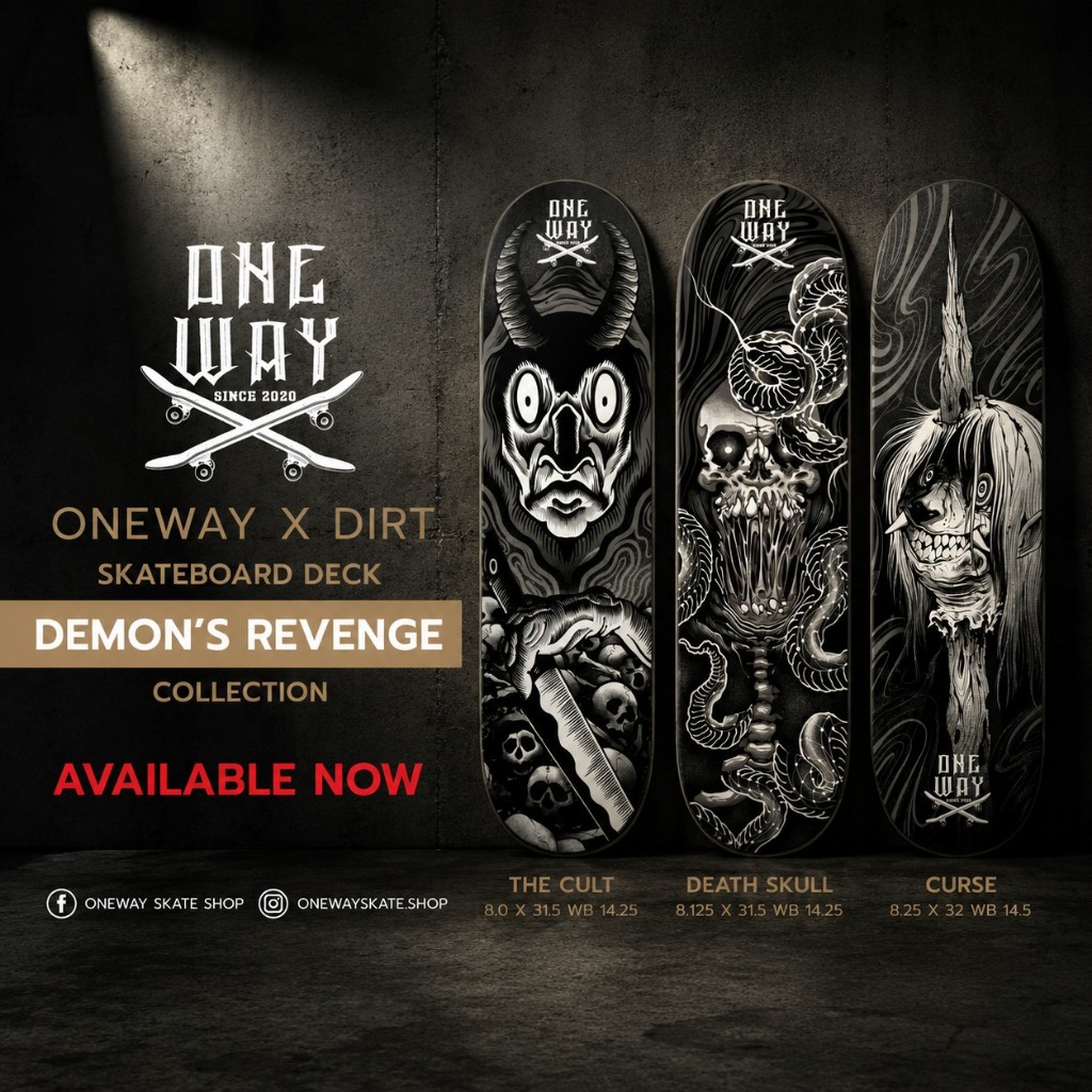 ONEWAY x DIRT DEMON'S REVENGE Carbon Fiber Skateboard Deck | แผ่นเปล่าสเก็ตบอร์ดผสมคาร์บอนไฟเบอร์ แบรนด์วันเวย์