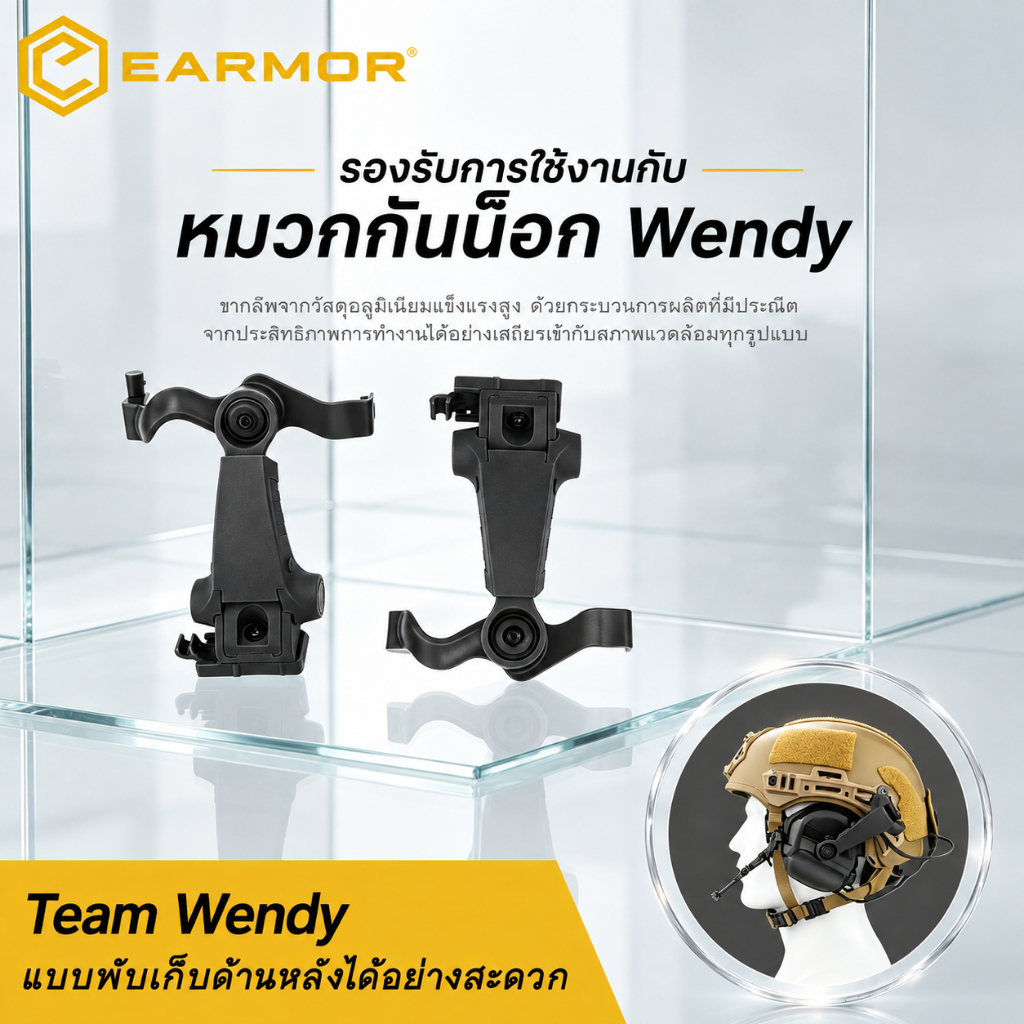 ชุดรางติดตั้ง M16A-TW สำหรับ Earmor M31/M32 Mark4 ใช้งานร่วมกับรางหมวก EXFIL® (หมวก Team Wendy)
