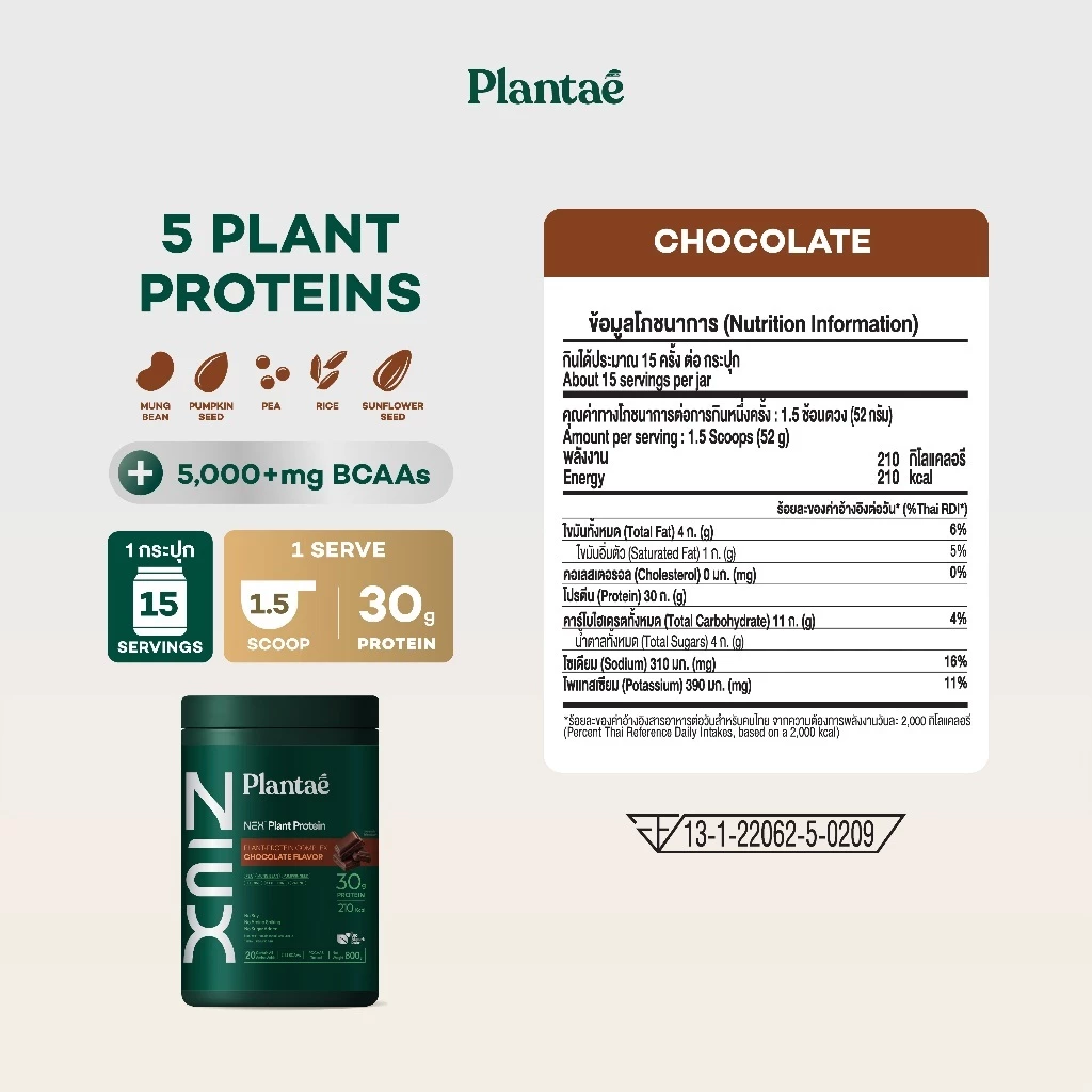 [ตะกร้าโปรเปิดตัววันที่ 24 ส.ค.] Plantae NEX Protein โปรตีนคุณภาพสูตรใหม่ เปิดตัวที่แรก ยกระดับโปรตีนพืชให้ดีกว่าเดิม thumbnail 8