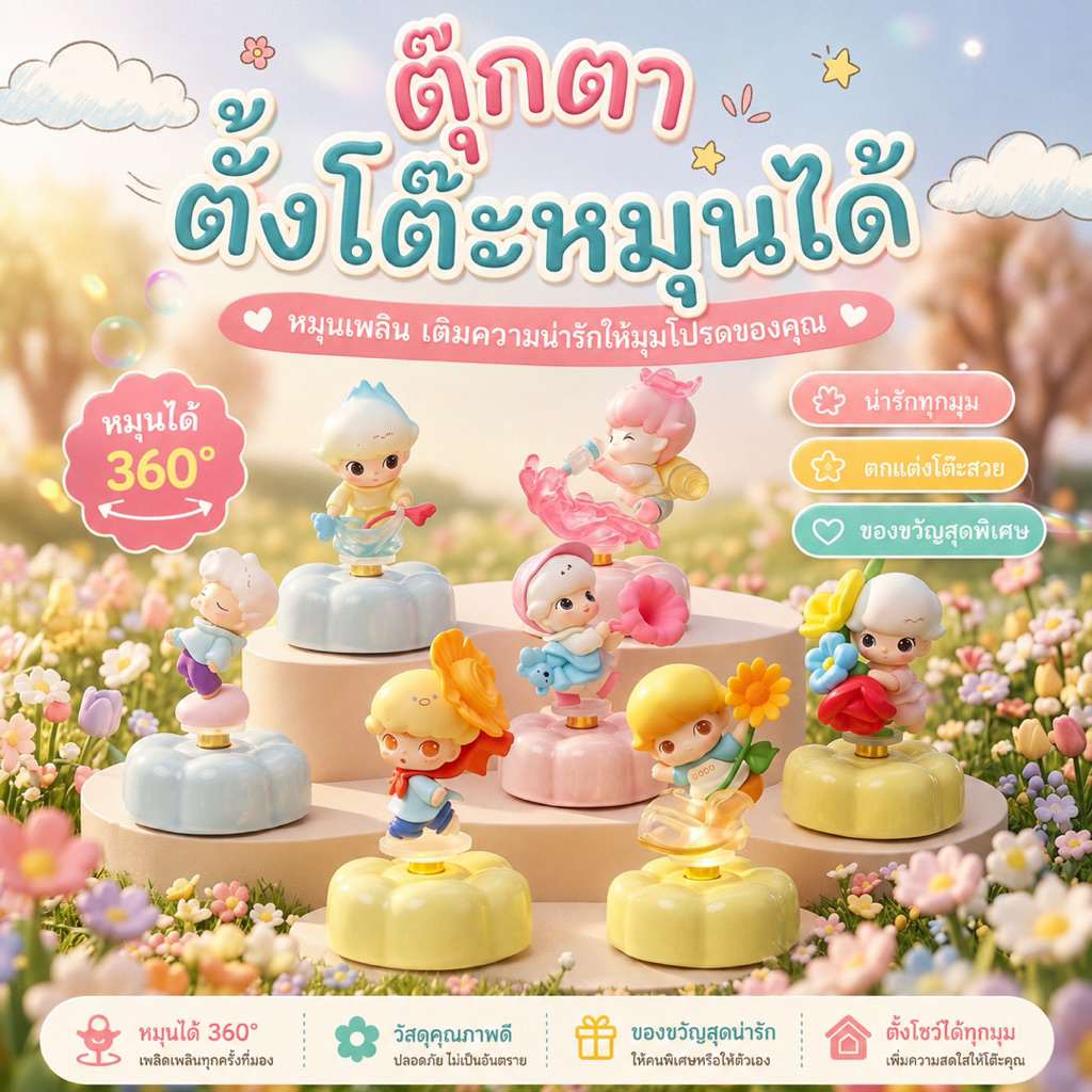 ตุ๊กตาตั้งโต๊ะหมุนได้ [สุ่มลายน่ารัก] ของตกแต่งโต๊ะทำงาน ตุ๊กตาจิ๋วน่ารัก คละลาย ของขวัญวันเกิดเพื่อน ของขวัญ
