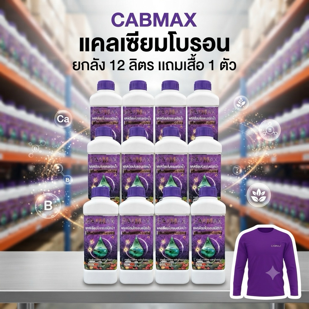 (C12+เสื้อ1) ยกลังแถมเสื้อ CABMAXแคลเซียมโบรอน 6 ลิตร แถม 6 ลิตร *ชุดนี้ ได้12ลิตร