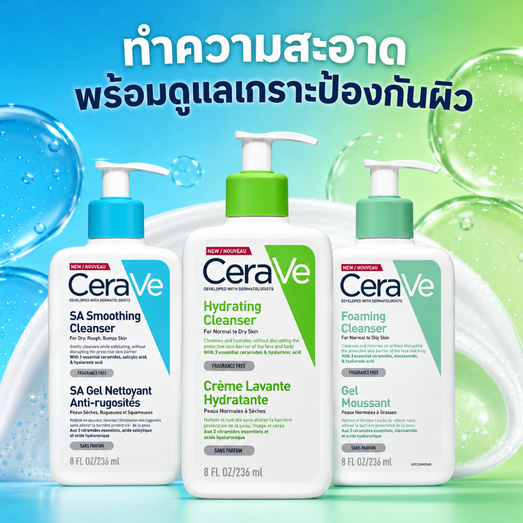 3 ตัวช่วยล้างหน้าให้ผิวสวย Hydrating บำรุงชุ่มชื้น Foaming ลดความมัน SA ขัดผิวเรียบเนียน เลือกให้เหมาะกับผิวคุณ