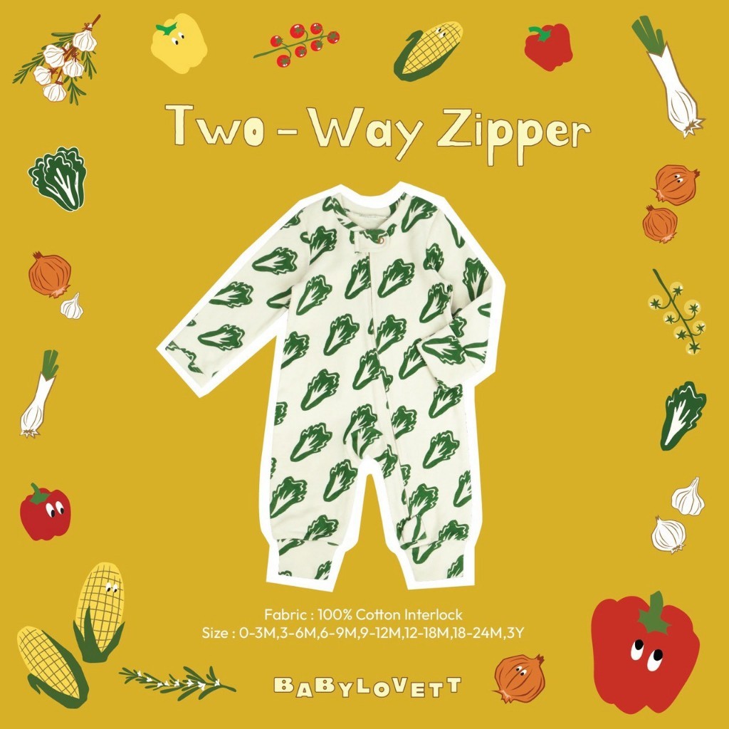 [Babylovett] 16 Veggies - Two way zipper ชุดนอนเปิดเท้า