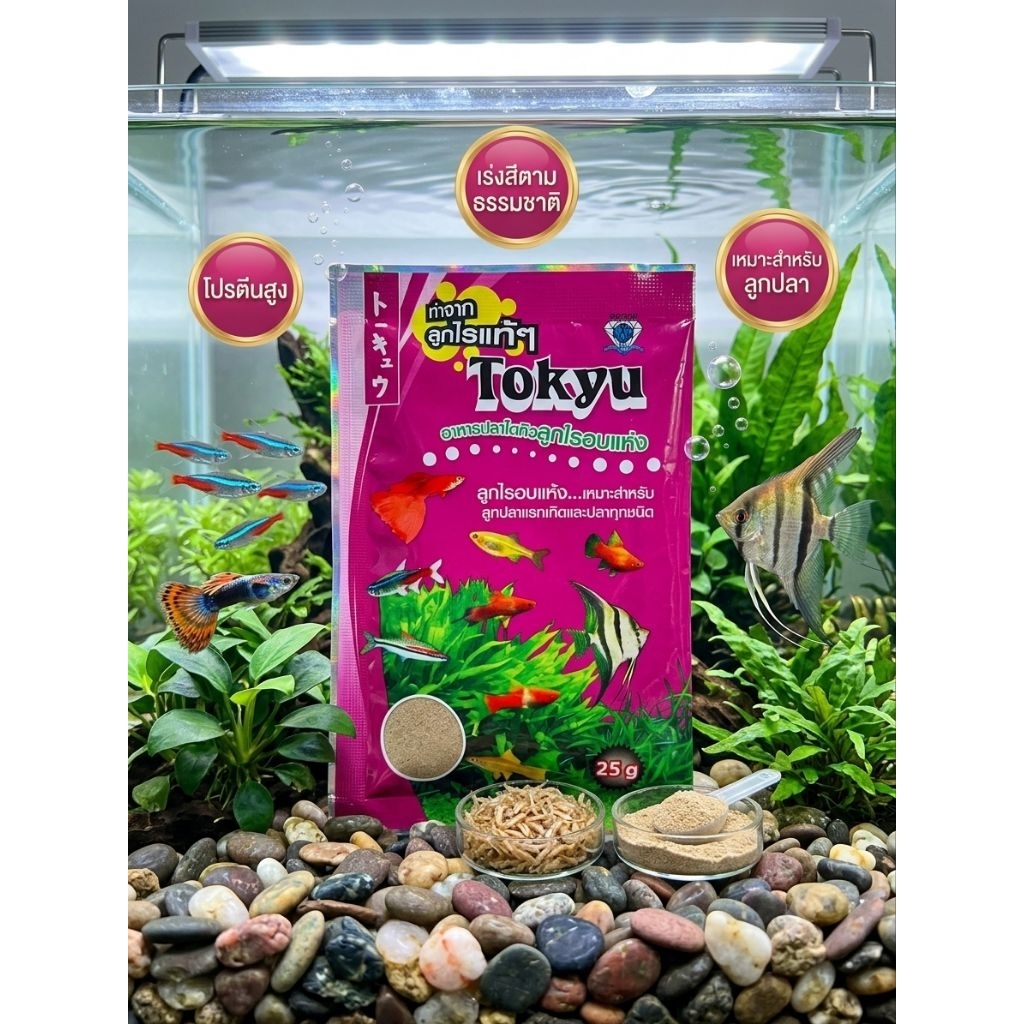 Tokyu ลูกไรอบแห้ง 25g สำหรับปลาขนาดเล็กและลูกปลาแรกเกิด