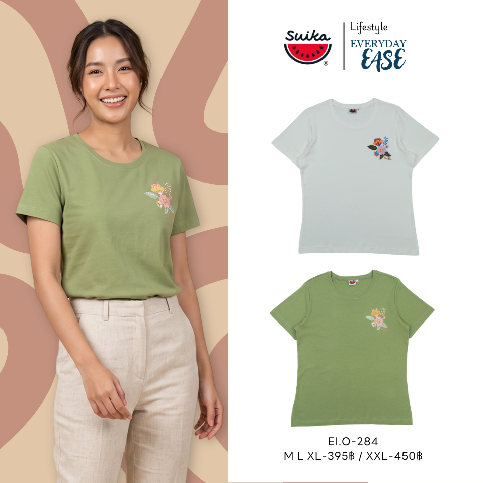 เสื้อแตงโม (SUIKA) - เสื้อยืดคอกลมแขนสั้น ลายปัก/พิมพ์ ( E.O-253 266 215 075 320 284 327 ) — صورة 3