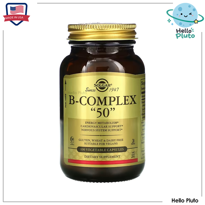 Solgar, B-Complex "50" & "100" , 100 Vegetable Capsules, วิตามินบีรวม