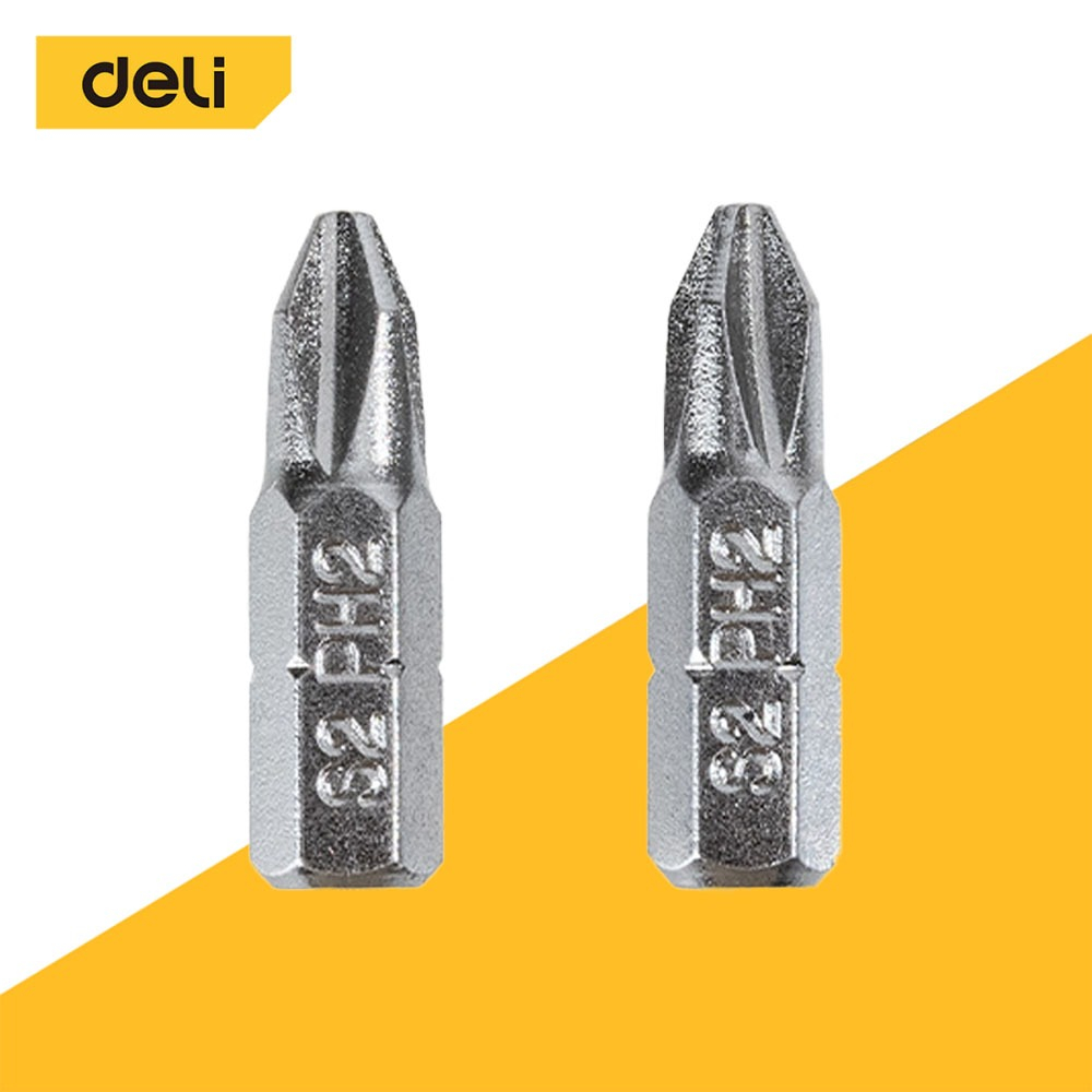 Deli ดอกไขควง ดอกไขควงแฉก หัวแฉก ปากแบน ขนาด 25mm วัสดุแข็งแรง ทนแรง ยึดสกรูแน่น Screwdriver Bit