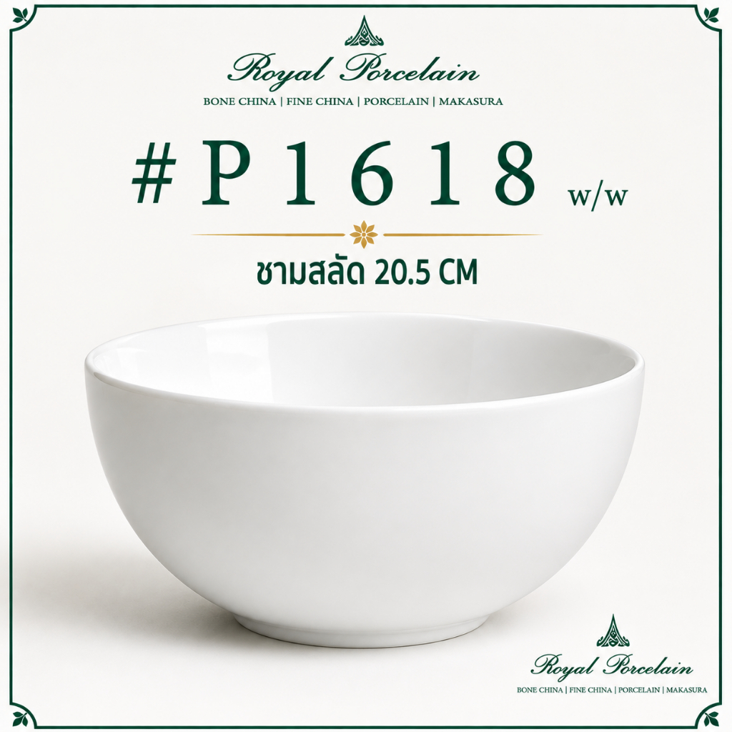w/w Salad Bowl ชามเสิร์ฟสลัด รุ่น #P1618 ขนาด 20.5 CM / #P1017 ขนาด 24 CM สำหรับร้านอาหาร และคาเฟ่
