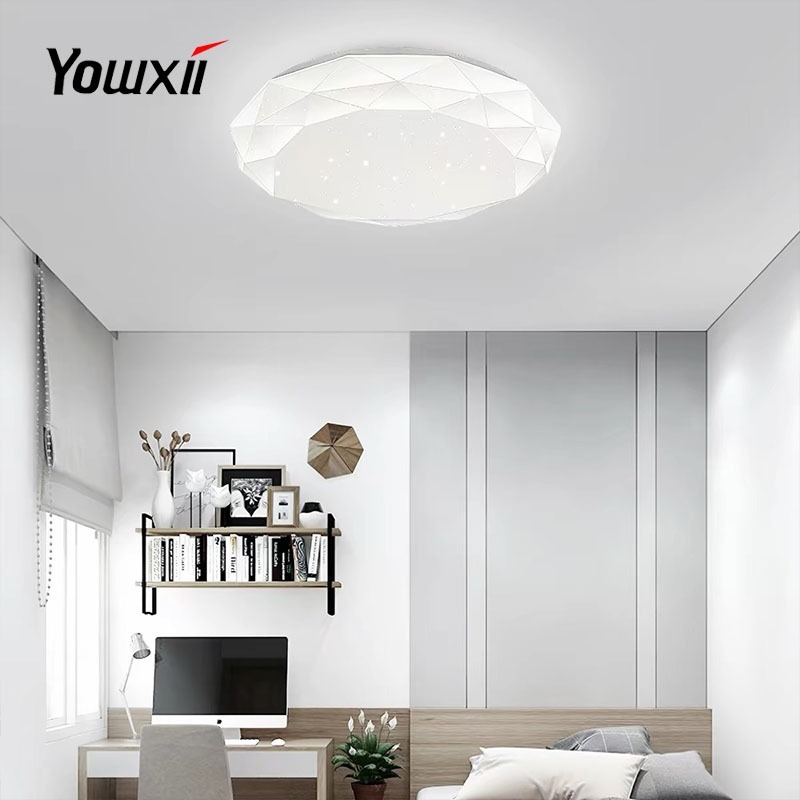 YOWXII ไฟเพดาน ทำด้วยไม้ ไฟเพดาน LED ไฟตกแต่งห้องพักโคม โคมไฟเพดาน ไฟวงกลม