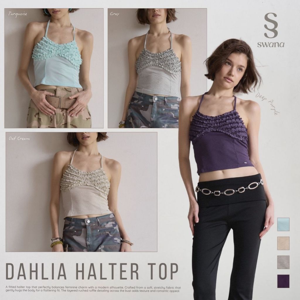 Swana.ss - Dahlia halter top (ดาร์-เลีย) XS-XL แค่เสื้อ เสื้อสายเดี่ยวทรงเข้ารูป