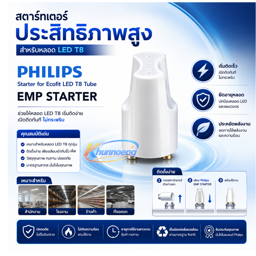 Philips EMP LED Starter for Ecofit T8 LED Tube ( 1 แพ็ค = 5 ตัว)