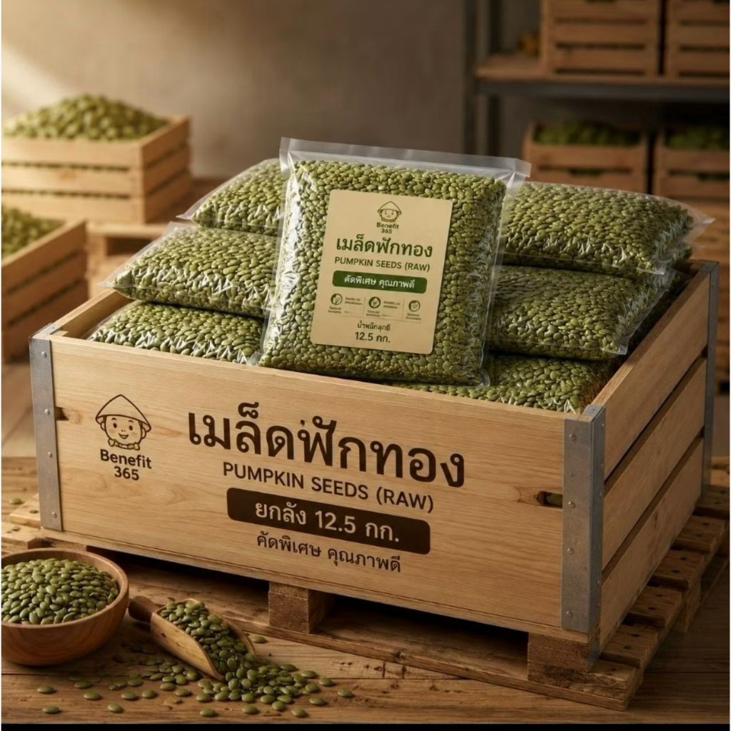 เมล็ดฟักทองดิบ ไซซ์ M L ราคาส่ง 1000g/500g พร้อมส่ง