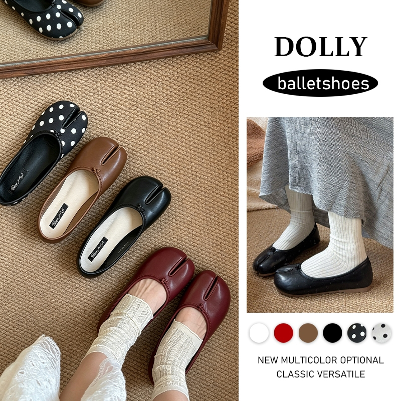 Dolly จัดส่งจากประเทศไทย-รองเท้าแฟชั่นเกือกม้ารองเท้าแบนรองเท้าเดี่ยวแยกนิ้วรองหมูเหยียบ
