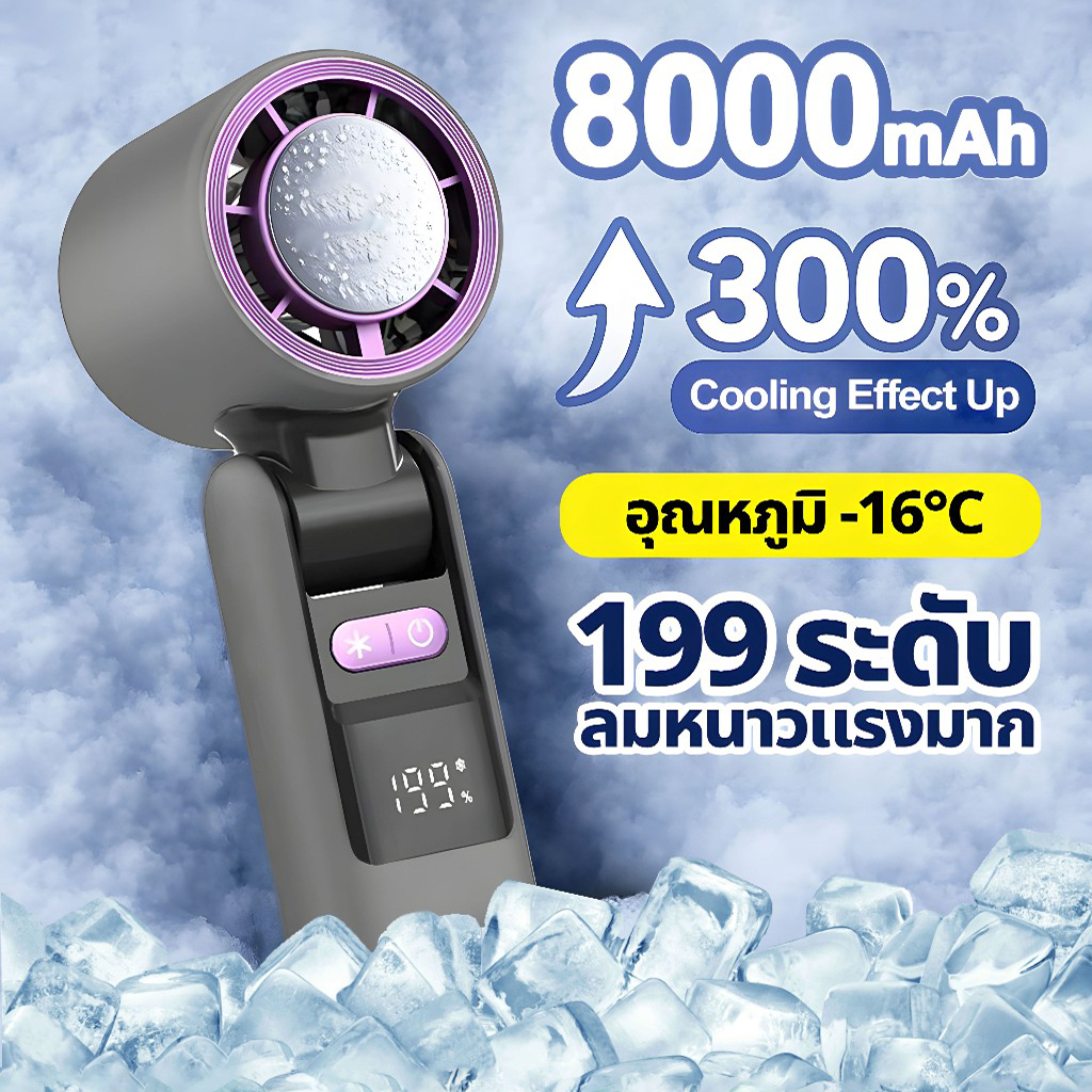 พัดลมพกพา พัดลมเทอร์โบ K801 ความเร็วสูง 199 ระดับ ชาร์จ USB หน้าจอ LED เงียบ พกพาสะดวก ให้ลมเย็นจนคิดว่าเปิดแอร์อยู่