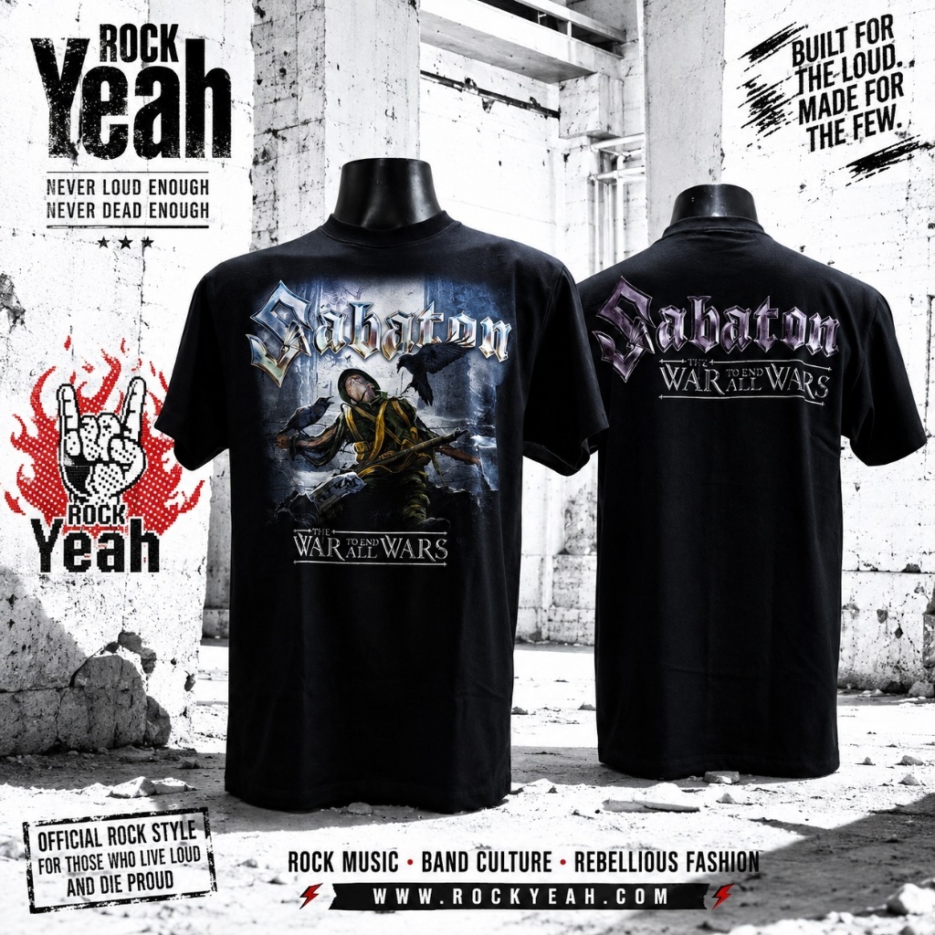 เสื้อวง Sabaton ลาย ปก The War to End All Wars ซาบาทอน เสื้อเมทัล Album Art สีดำ SBN1960
