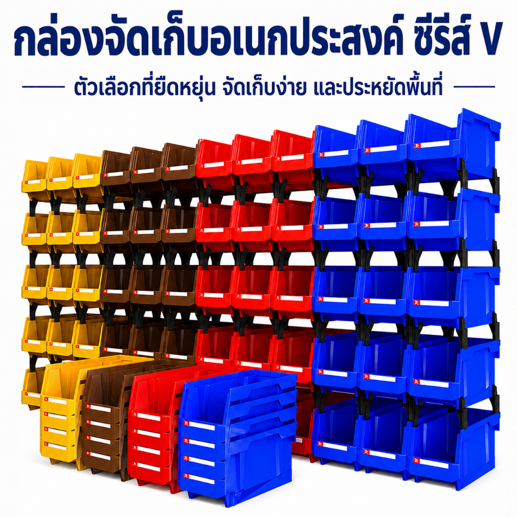 กล่องอะไหล่ V SERIES กล่องเก็บของอเนกประสงค์ วางซ้อนกันได้ หยิบง่าย สำหรับน๊อต สกรู อะไหล่ เครื่องมือช่าง และของชิ้นเล็ก