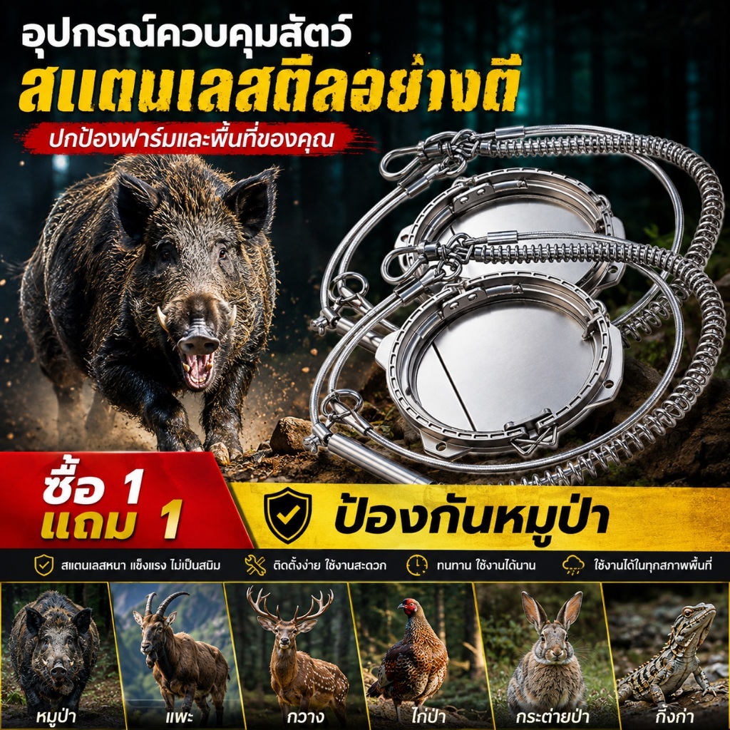 [ซื้อ1แถม1]อุปกรณ์ป้องกันสัตว์รบกวนกลางแจ้ง ผลิตจากเหล็กเหนียวสูง ทนแดดฝนลม ปลอดภัยสัตว์เลี้ยง-ปศุสัตว์ พร้อมปกป้องพืชผล