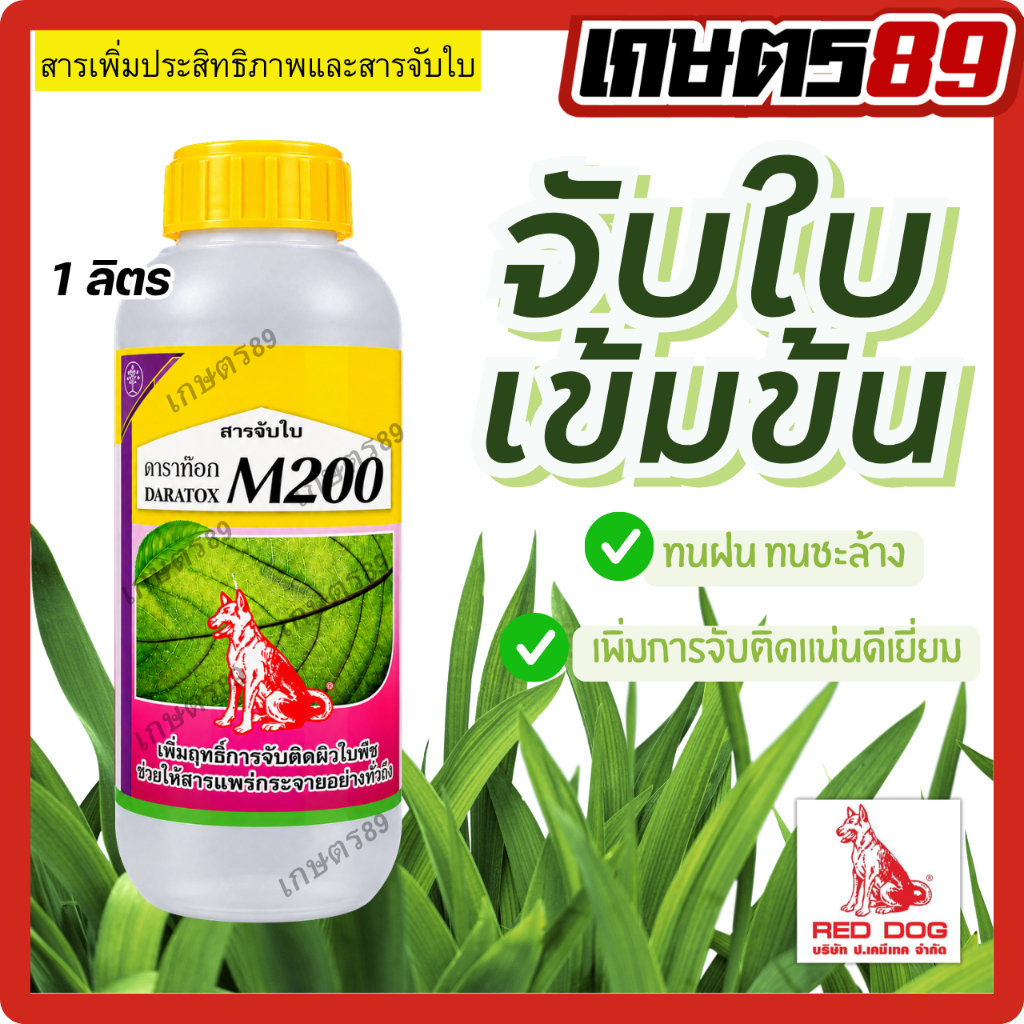 สารจับใบ ดาราท๊อก M200 สูตรหมาแดง ยาจับใบ สารเพิ่มประสิทธิภาพจับติดผิวใบ ผสมยาฆ่าหญ้า ยาฆ่าแมลง ปุ๋ยทางใบ อาหารเสริมพืช