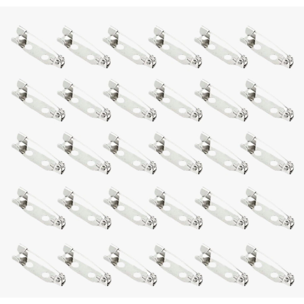 100Pcs เข็มกลัดเงิน คลิปหนีบฐาน เข็มกลัด เข็มกลัด (20 25 มม.)