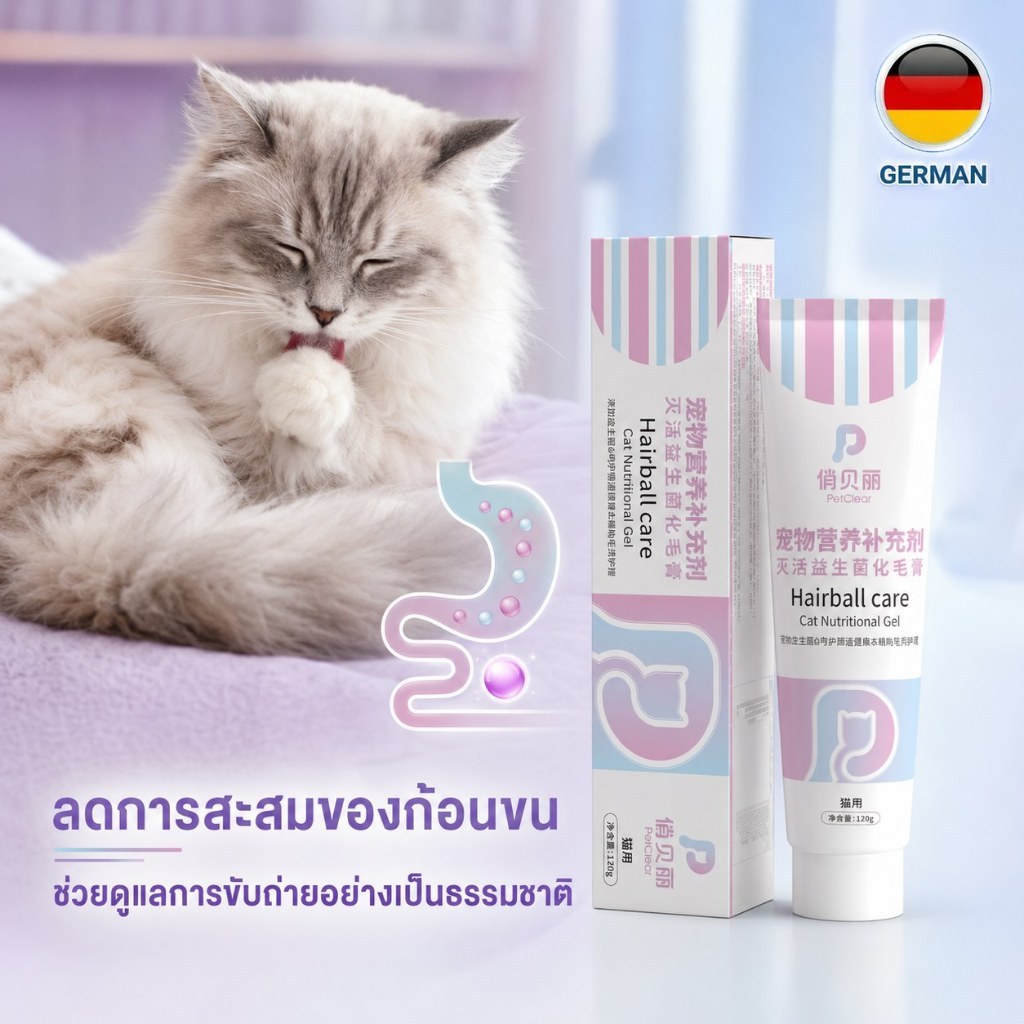 PetClear Hairball Care Gel 120g เจลดูแลก้อนขนแมว อาหารเสริมสำหรับแมว ใช้ง่าย