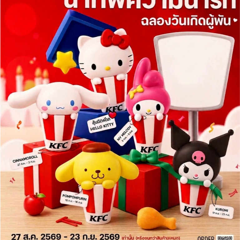 KFC Sanrio Characters ของเล่น กล่องสุ่ม KFC เคเอฟซี ซานริโอ้ กล่องจุ่ม KFC ตุ๊กตา KFC Toy Secret