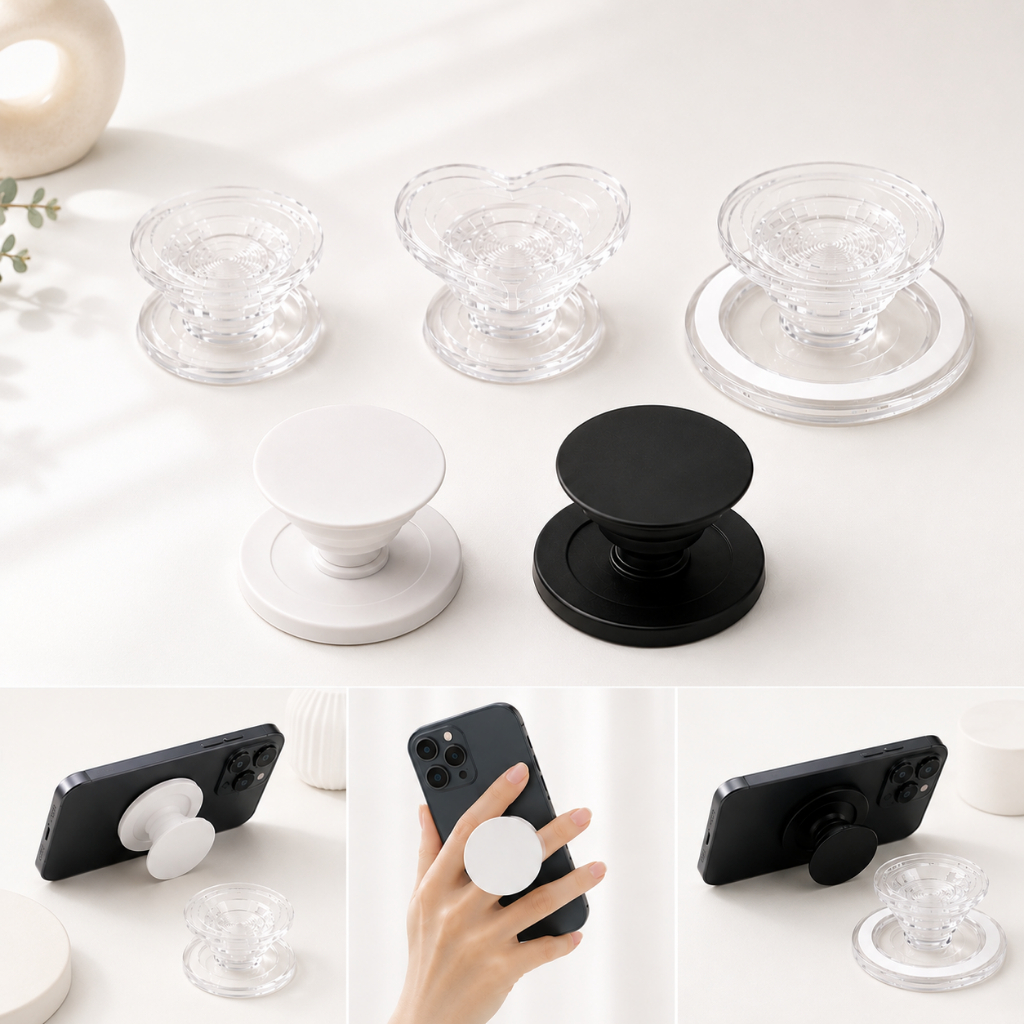 griptok กิฟต๊อกใส แหวนโทรศัพท์เปล่า ทรงกลม,หัวใจ popsocket มีขอบ/ไม่มีขอบ Mag-safe by npplus