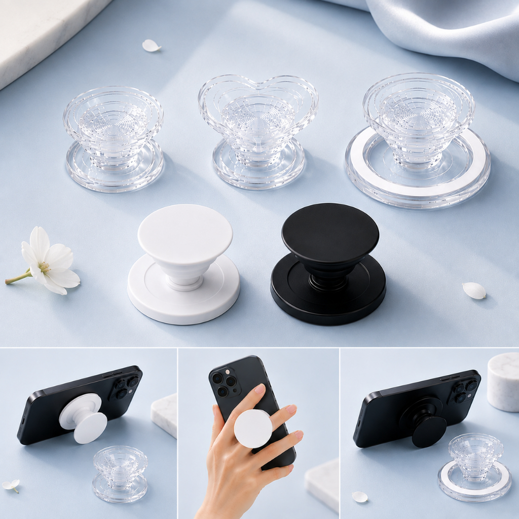 กิ๊บต๊อกใส griptok แหวนโทรศัพท์เปล่า ทรงกลม,หัวใจ popsocket มีขอบ/ไม่มีขอบ Mag-safe by caseuntimate