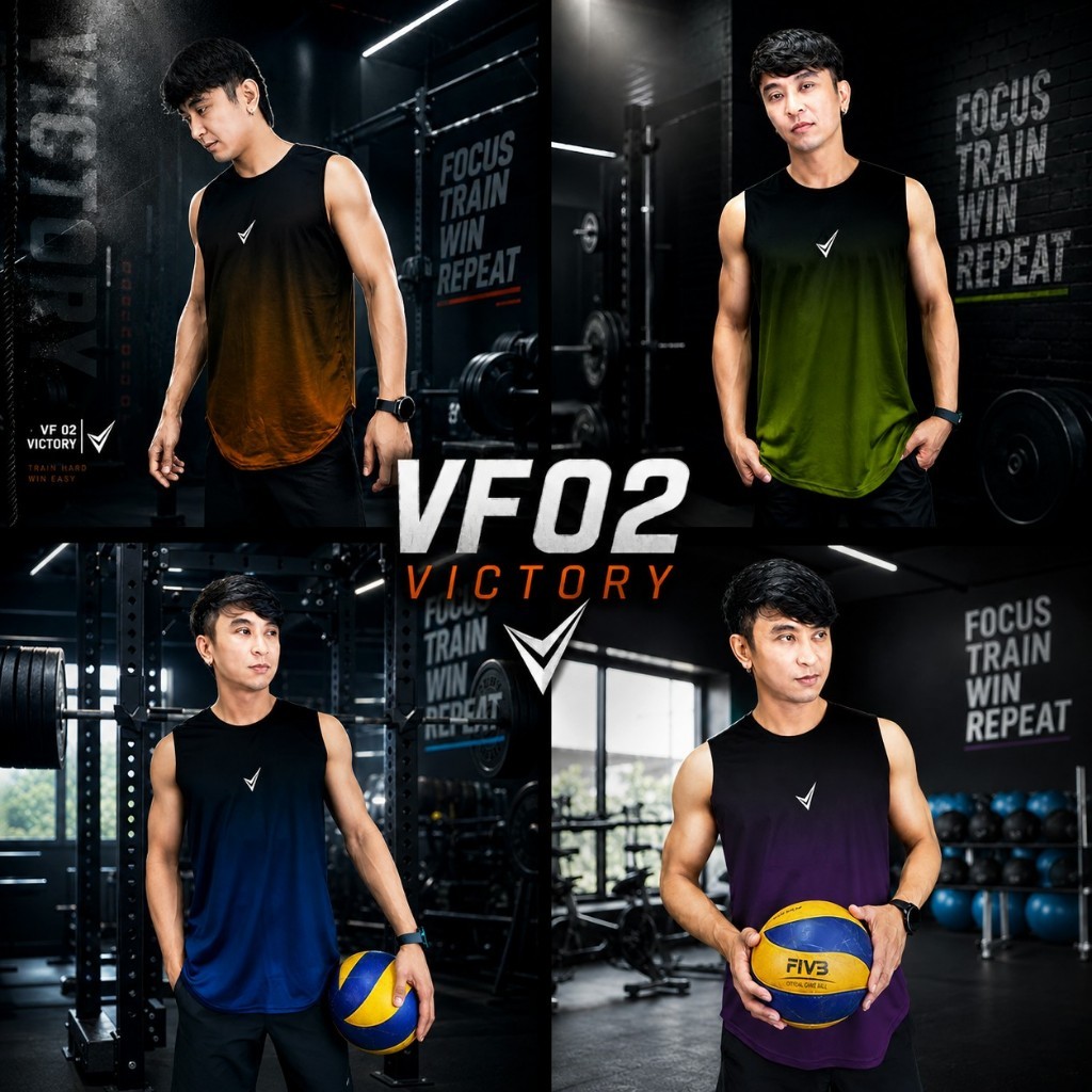 VICTORY VF02 เสื้อกล้ามผู้ชาย สปอร์ตฟิต ระบายอากาศดี ใส่ออกกำลังกาย วิ่ง ฟิตเนส ยิม