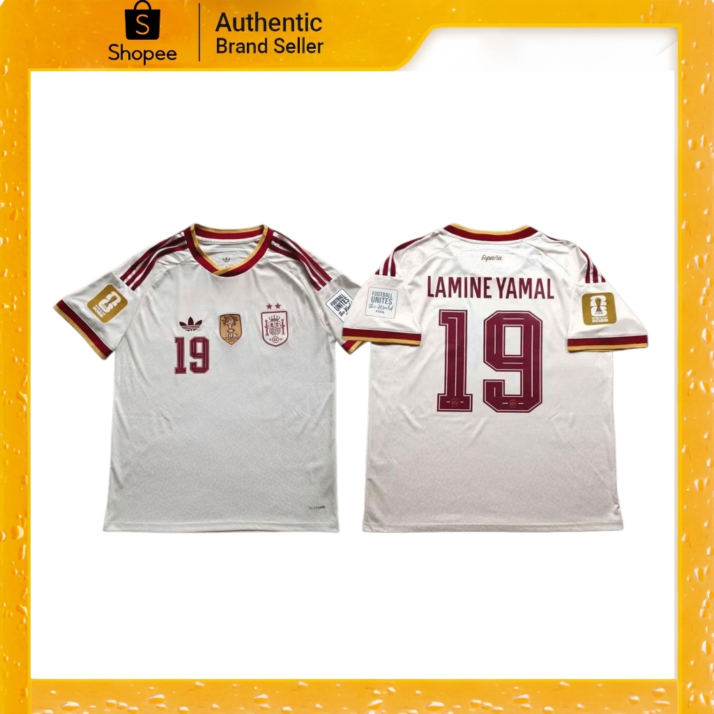 【ของแท้ 100%】Adidas Spain Jersey เสื้อฟุตบอลหมายเลข 19 Lamine Yamal