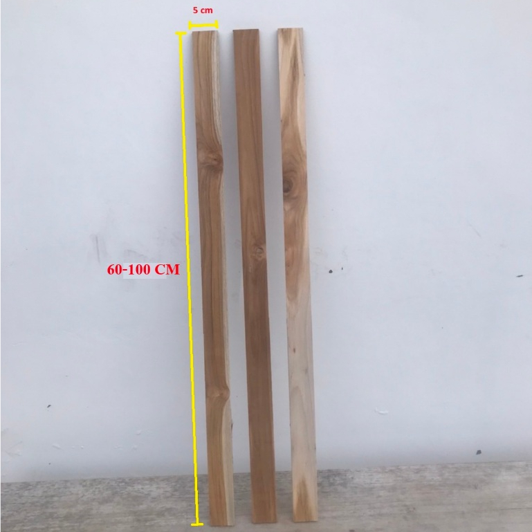 ไม้สักแผ่นเรียบ ขนาดกว้าง5cm. ยาว60-100cm. หนา1cm.
