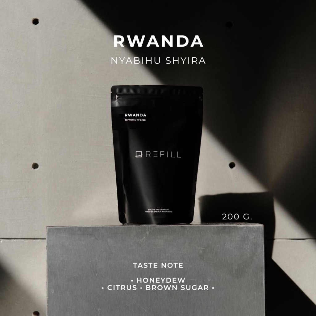 Refill Coffee เมล็ดกาแฟ RWANDA คั่วกลาง 200g