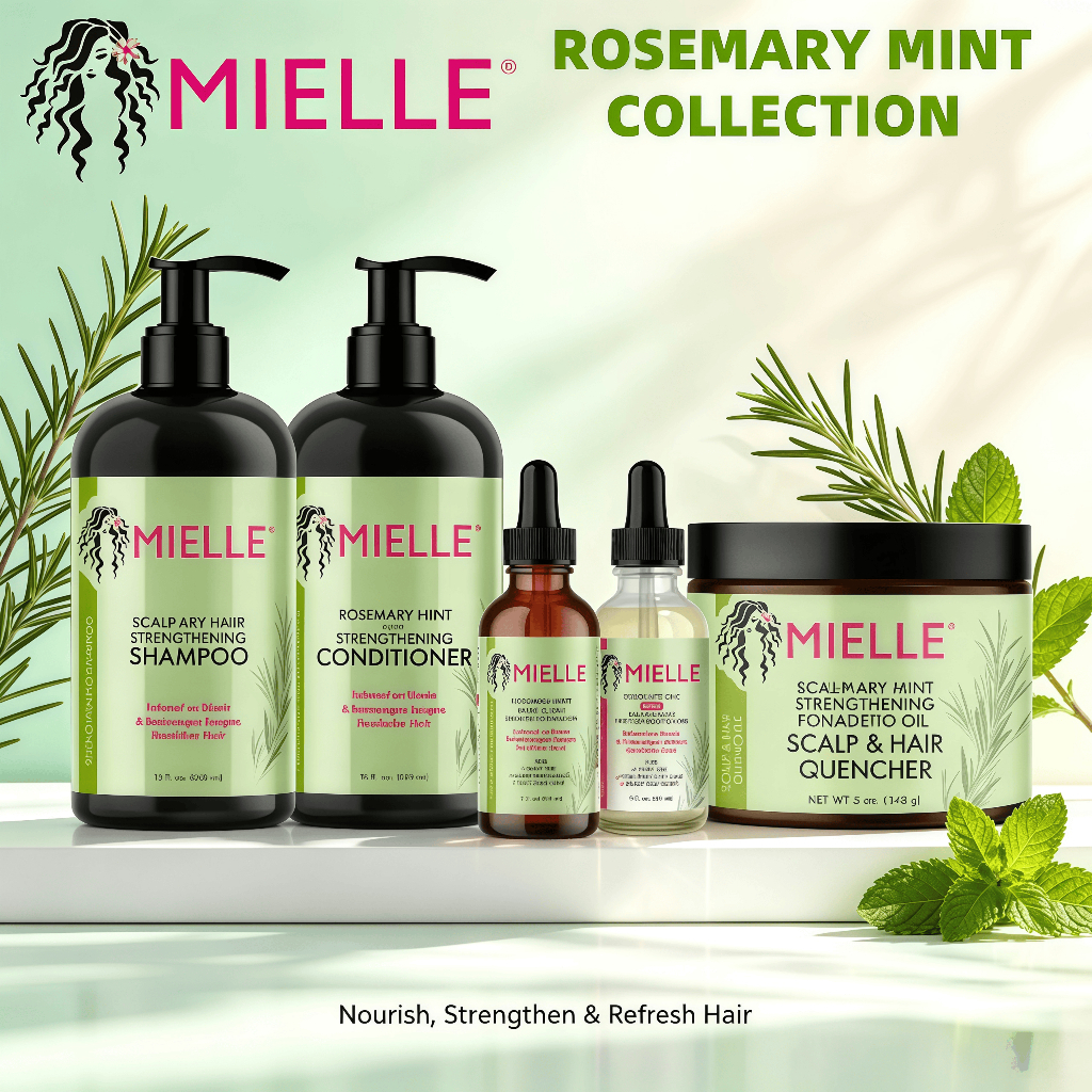 mielle rosemary mint scalp & hair strengthening oil&shampoo condit ioner masque ฟื้นฟูผมแห้งเสีย เสริมความแข็งแรงเส้นผม