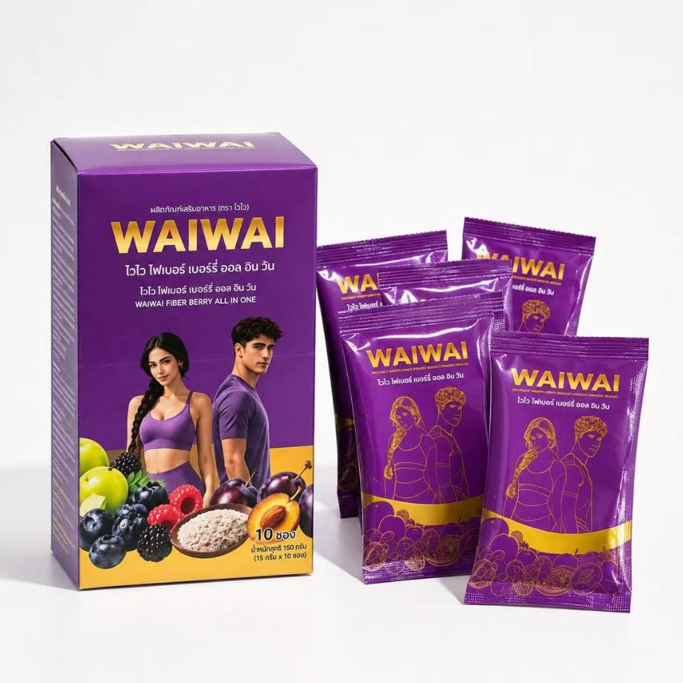WAIWAI Fiber Berry(ไวไว ไฟเบอร์) ผลิตภัณฑ์อาหารเสริม รสผลไม้ลูกพรุนและตระกูลเบอรี่ ช่วยให้ระบบขับถ่ายดีขึ้น รีบกดสั่งเลย