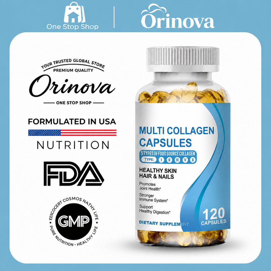 Multi Collagen คอลลาเจนหลายชนิด ผสมไบโอติน วิตามินซี ไฮยารูลอน บำรุงผิว ผม เล็บ ข้อต่อ [120 แคปซูล]