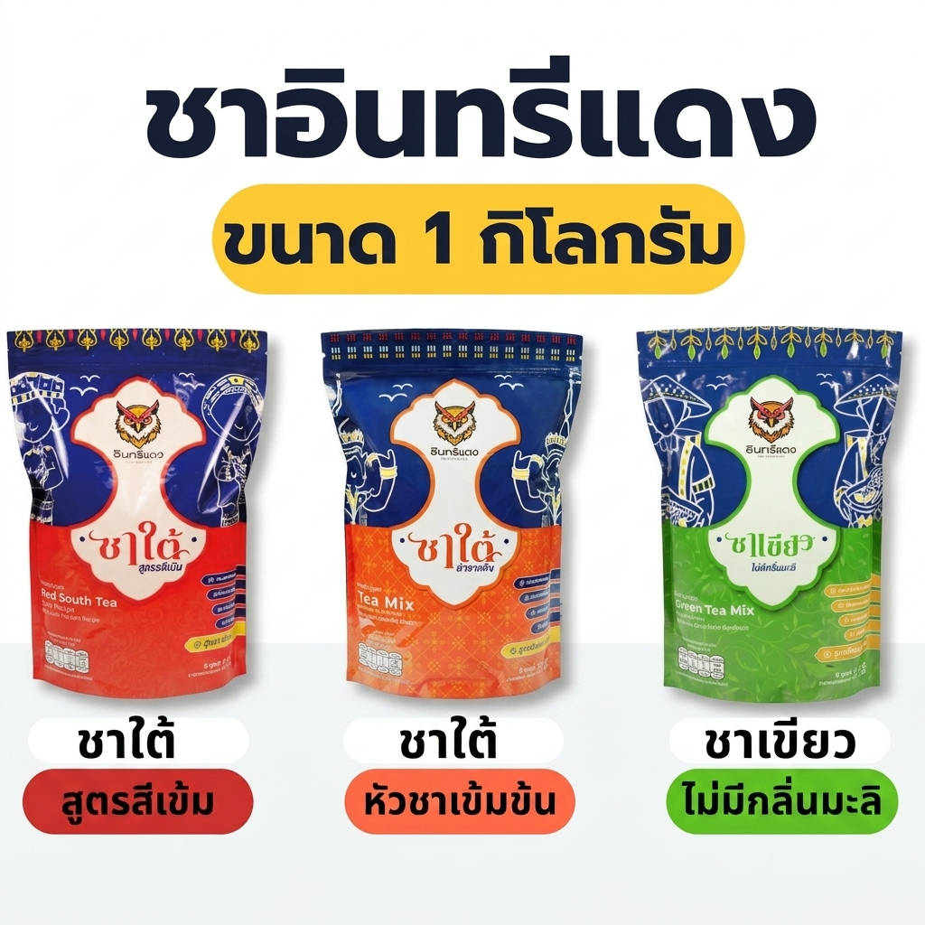 ชาเย็น ชาใต้ ชาเขียว ตราอินทรีแดง หัวชาแท้ รสชาติเข้มข้น ขนาด 1 kg.