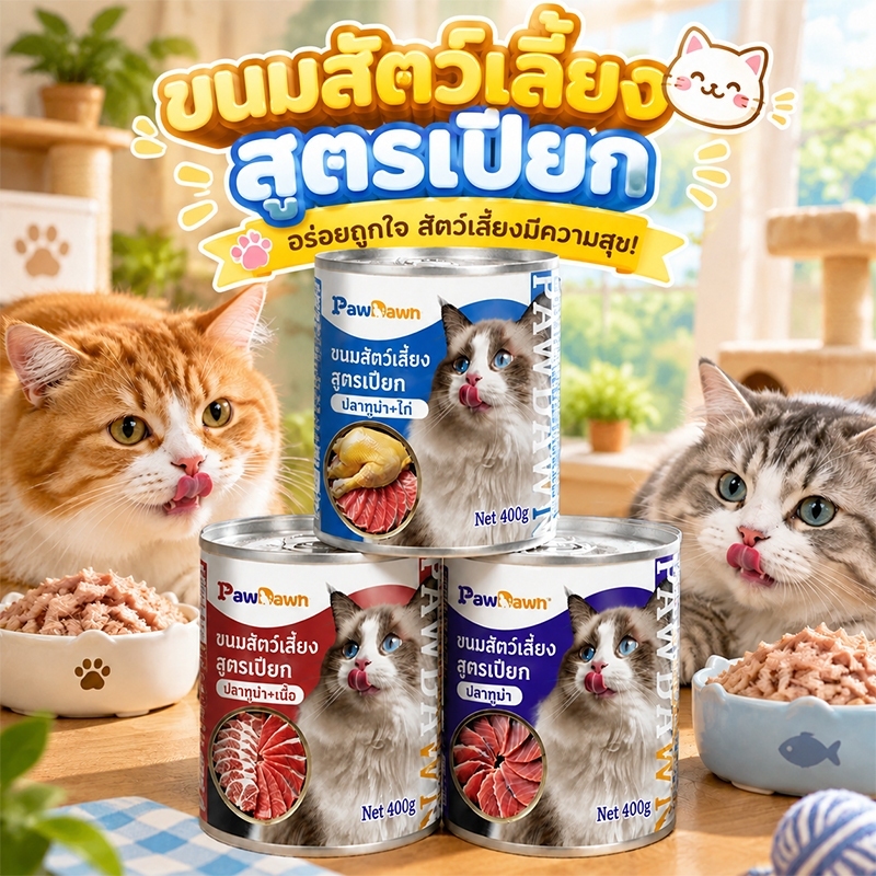 400g Qti อาหารแมวกระป๋อง ขนาด ผลิตจากเนื้อคุณภาพดี อาหารแมว