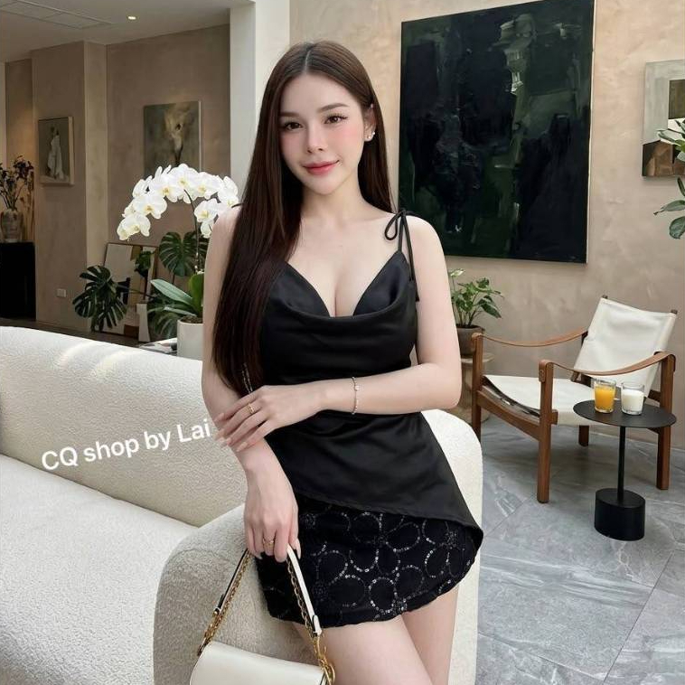 คอลใหม่ ที่จริงใจ คอลนี้บอกเลยว่าหรูหรา ใส่มาแล้วเป็นลูกคูณ หนู สุดสุด เกินราคามากค่า เซต2ชิ้น เสื้อผูกไหล่สายเดี่ยว