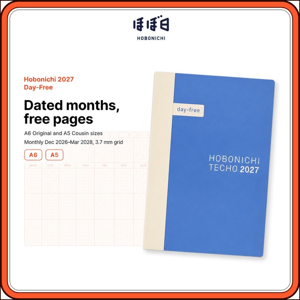 Hobonichi Techo 2027 Day Free Monthly Planner Notebook A6 Original A5 Cousin
