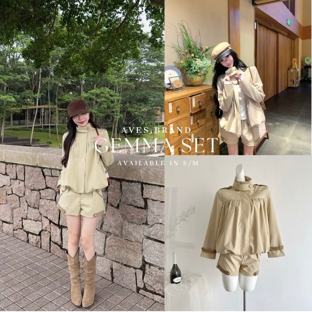 AVES.BRAND GEMMA SET ชุดเซ็ตเสื้อแจ็คเก็ต กางเกงขาสั้น