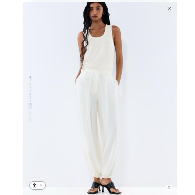 Lefties RUSTIC SAROUEL TROUSERS สีออฟไวท์ ทรงน่ารักมากกก