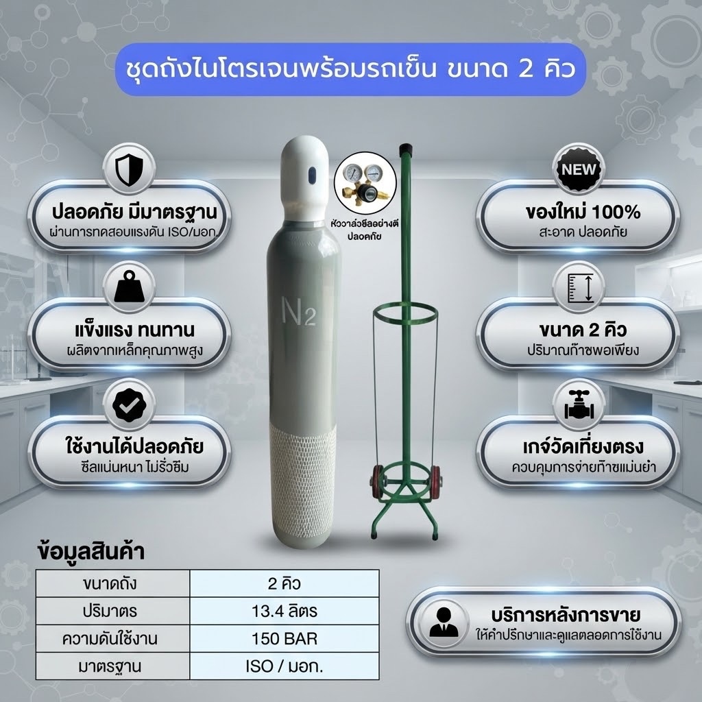 ถังไนโตรเจน ขนาด 2 คิว พร้อมรถเข็น