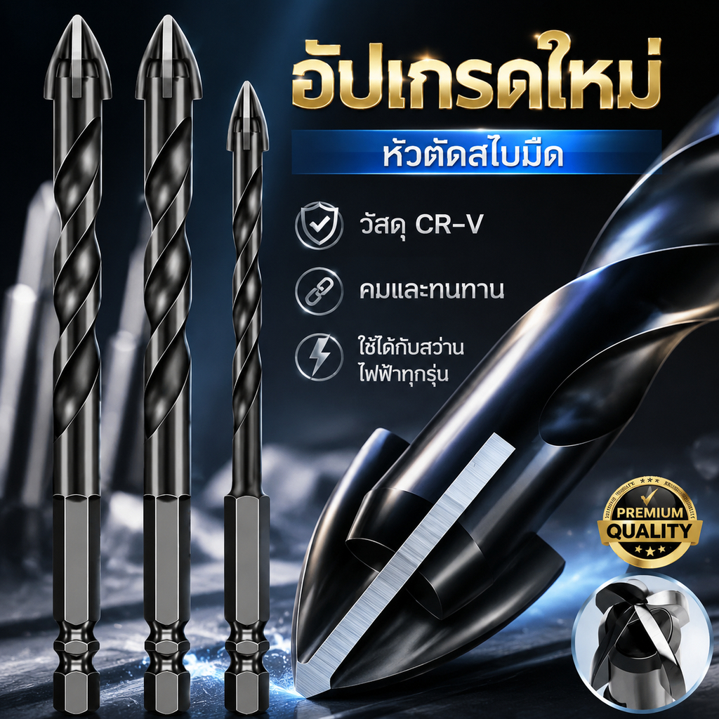 ชุดดอกสว่านอเนกประสงค์ ดอกสว่านคาร์ไบด์ 4 คมตัด ซิกแซกใหม่ ขนาด 4-12mm ใช้เจาะเหล็ก ปูน เจาะกระเบื้อง เจาะกระจก
